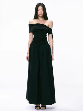 black off-shoulder dress