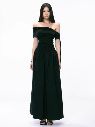 black off-shoulder dress
