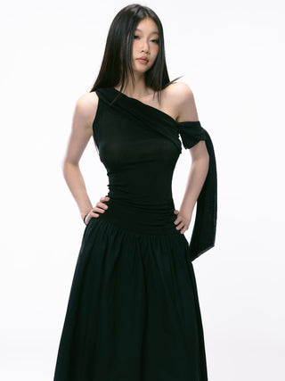 black off-shoulder dress