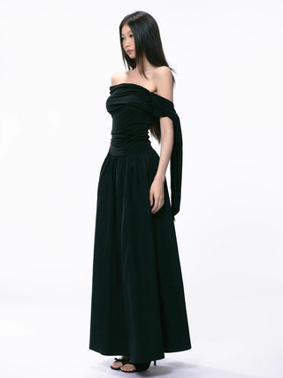 black off-shoulder dress