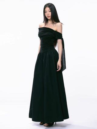 black off-shoulder dress