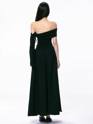 black off-shoulder dress