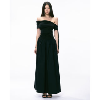 black off-shoulder dress
