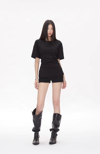 black shoulder top