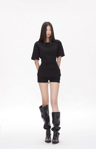 black shoulder top
