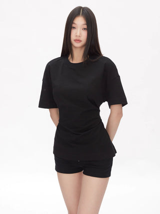black shoulder top