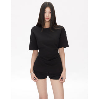 black shoulder top