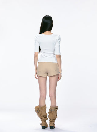 khaki hip shorts