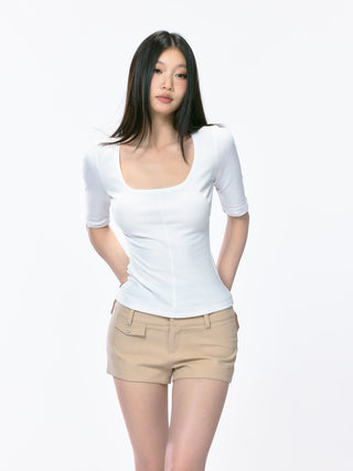 khaki hip shorts