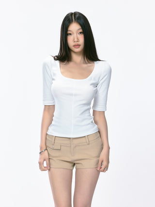 khaki hip shorts