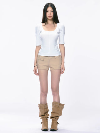 khaki hip shorts