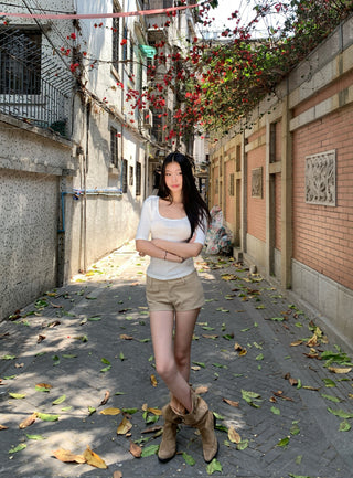 khaki hip shorts