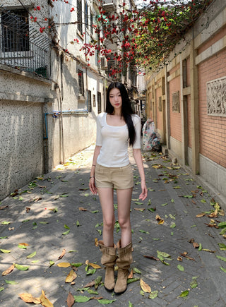 khaki hip shorts