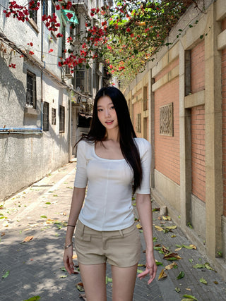 khaki hip shorts