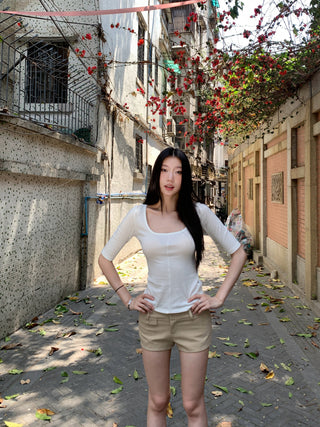 khaki hip shorts
