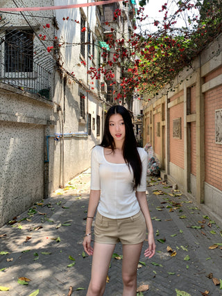 khaki hip shorts