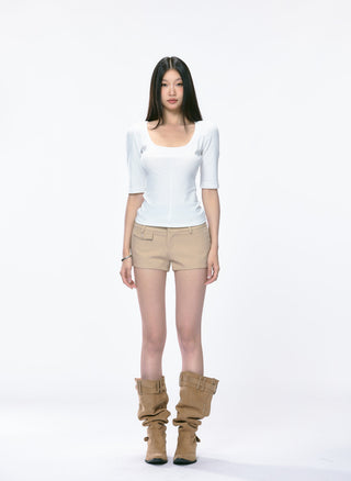 khaki hip shorts