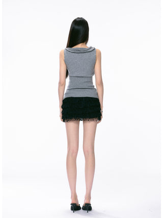 knit sleeveless blouse