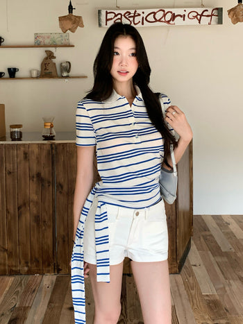 striped polo Top