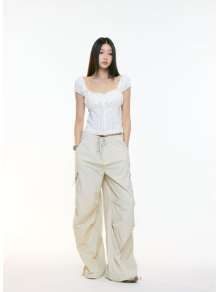 draped overall pants