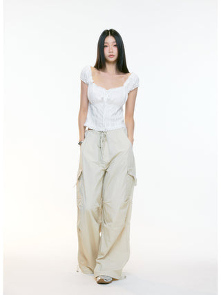 draped overall pants