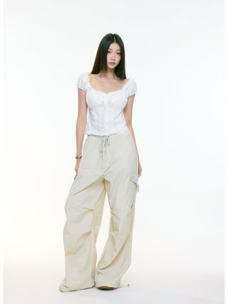 draped overall pants