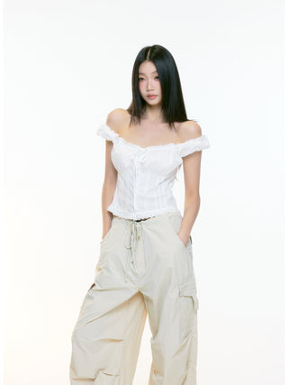 draped overall pants