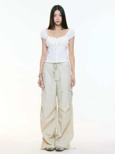 draped overall pants
