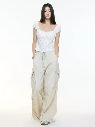 draped overall pants