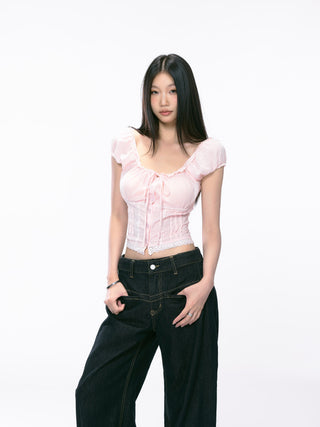 pink off-shoulder Top