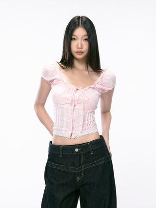 pink off-shoulder Top