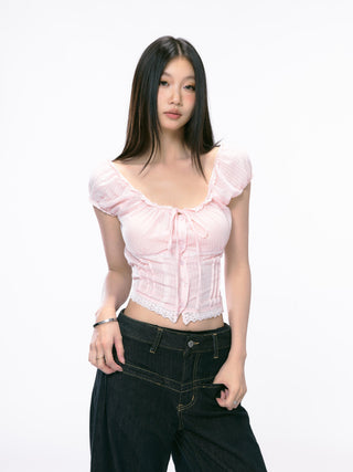 pink off-shoulder Top