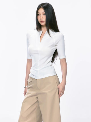V-collar half sleeve 01