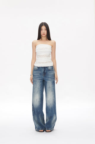 washed straight jeans