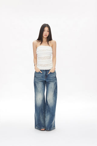 washed straight jeans