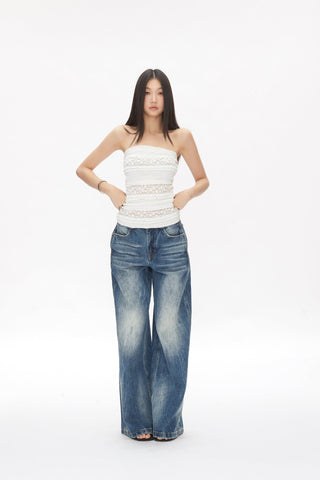 washed straight jeans