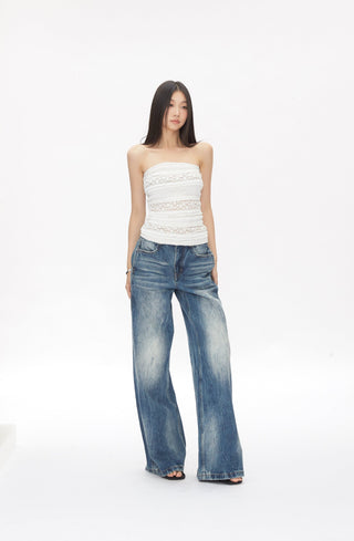 washed straight jeans