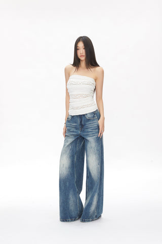 washed straight jeans