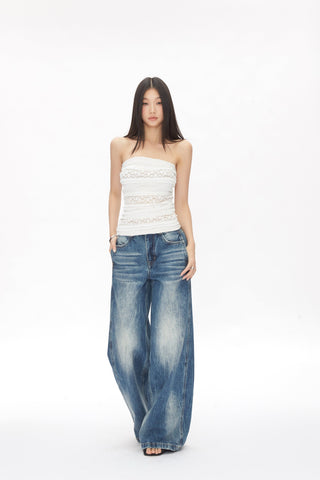 washed straight jeans