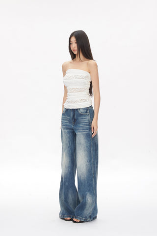 washed straight jeans