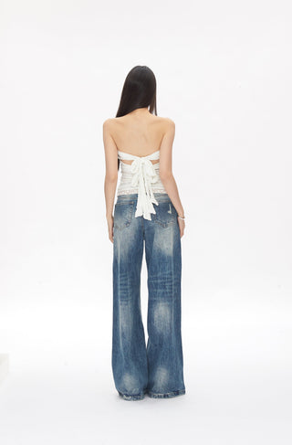 washed straight jeans