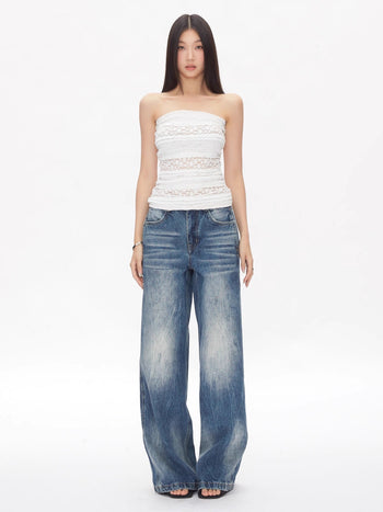 washed straight jeans