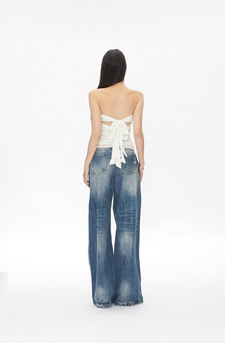 washed straight jeans