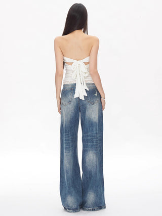 washed straight jeans
