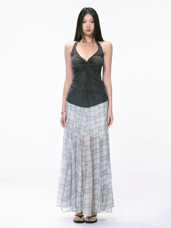 plaid fishtail skirt