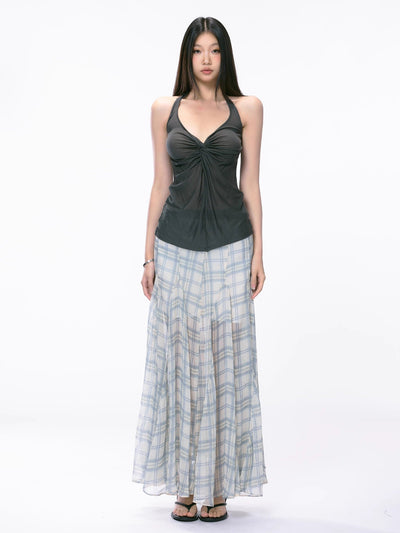 plaid fishtail skirt
