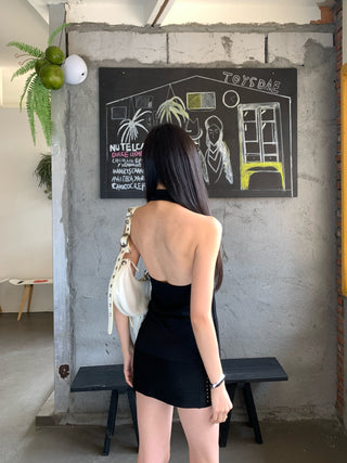 rhinestone halter dress