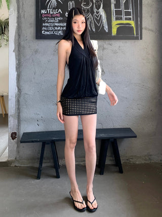 rhinestone halter dress