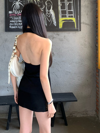 rhinestone halter dress