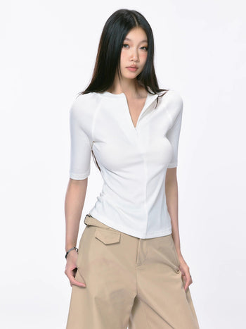 V-collar half sleeve